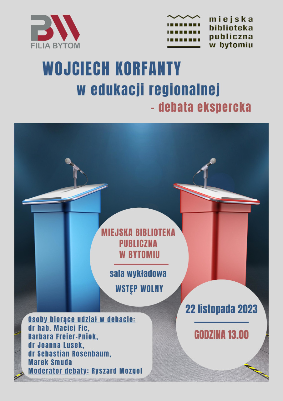 plakat Debaty eksperckiej Wojciech Korfanty w edukacji regionalnej