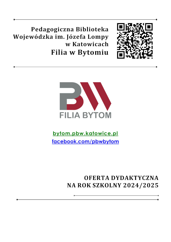 Okładka oferty dydaktycznej PBW w Katowicach Filii w Bytomiu na rok szkolny 2024 2025