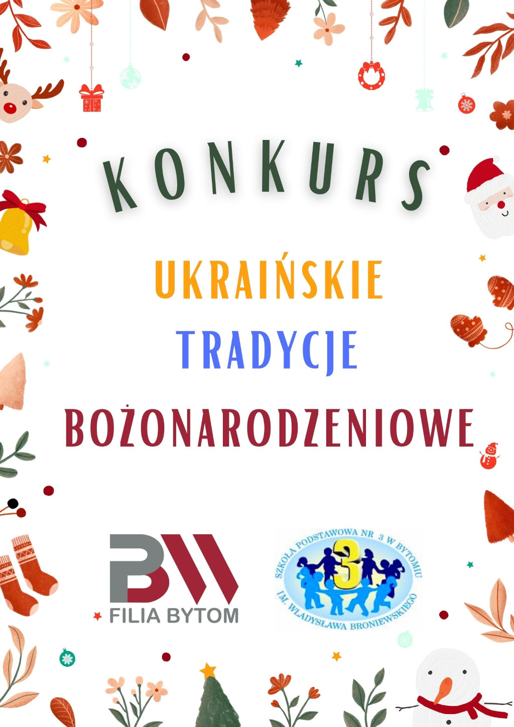 Plakat konkursu plastycznego Ukraińskie tradycje bożonarodzeniowe